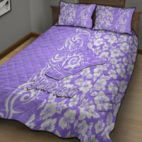 Custom Hawaii Kauai Island Quilt Bed Set Hibiscus Pattern Seamless Tribal Simple Purple LT03 - Polynesian Pride