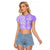 Custom Hawaii Kauai Island Raglan Cropped T Shirt Hibiscus Pattern Seamless Tribal Simple Purple LT03 Female Purple - Polynesian Pride