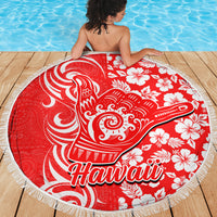Hawaii Kauai Island Beach Blanket Hibiscus Pattern Seamless Tribal Simple Red LT03 - Wonder Print Shop