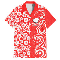 Hawaii Kauai Island Family Matching Short Sleeve Bodycon Dress and Hawaiian Shirt Hibiscus Pattern Seamless Tribal Simple Red LT03 Dad's Shirt - Short Sleeve Red - Polynesian Pride
