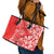 Hawaii Kauai Island Leather Tote Bag Hibiscus Pattern Seamless Tribal Simple Red LT03 - Polynesian Pride