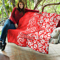 Hawaii Kauai Island Quilt Hibiscus Pattern Seamless Tribal Simple Red LT03 - Polynesian Pride