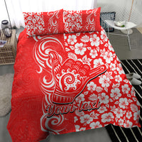 Custom Hawaii Kauai Island Bedding Set Hibiscus Pattern Seamless Tribal Simple Red LT03 - Polynesian Pride