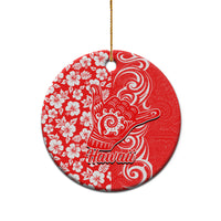 Custom Hawaii Kauai Island Ceramic Ornament Hibiscus Pattern Seamless Tribal Simple Red LT03 - Polynesian Pride
