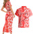 Custom Hawaii Kauai Island Couples Matching Short Sleeve Bodycon Dress and Hawaiian Shirt Hibiscus Pattern Seamless Tribal Simple Red LT03 - Polynesian Pride