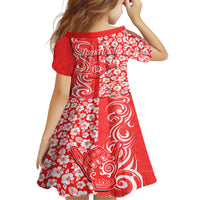 Custom Hawaii Kauai Island Family Matching Off Shoulder Short Dress and Hawaiian Shirt Hibiscus Pattern Seamless Tribal Simple Red LT03 - Polynesian Pride