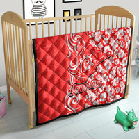 Custom Hawaii Kauai Island Quilt Hibiscus Pattern Seamless Tribal Simple Red LT03 - Polynesian Pride