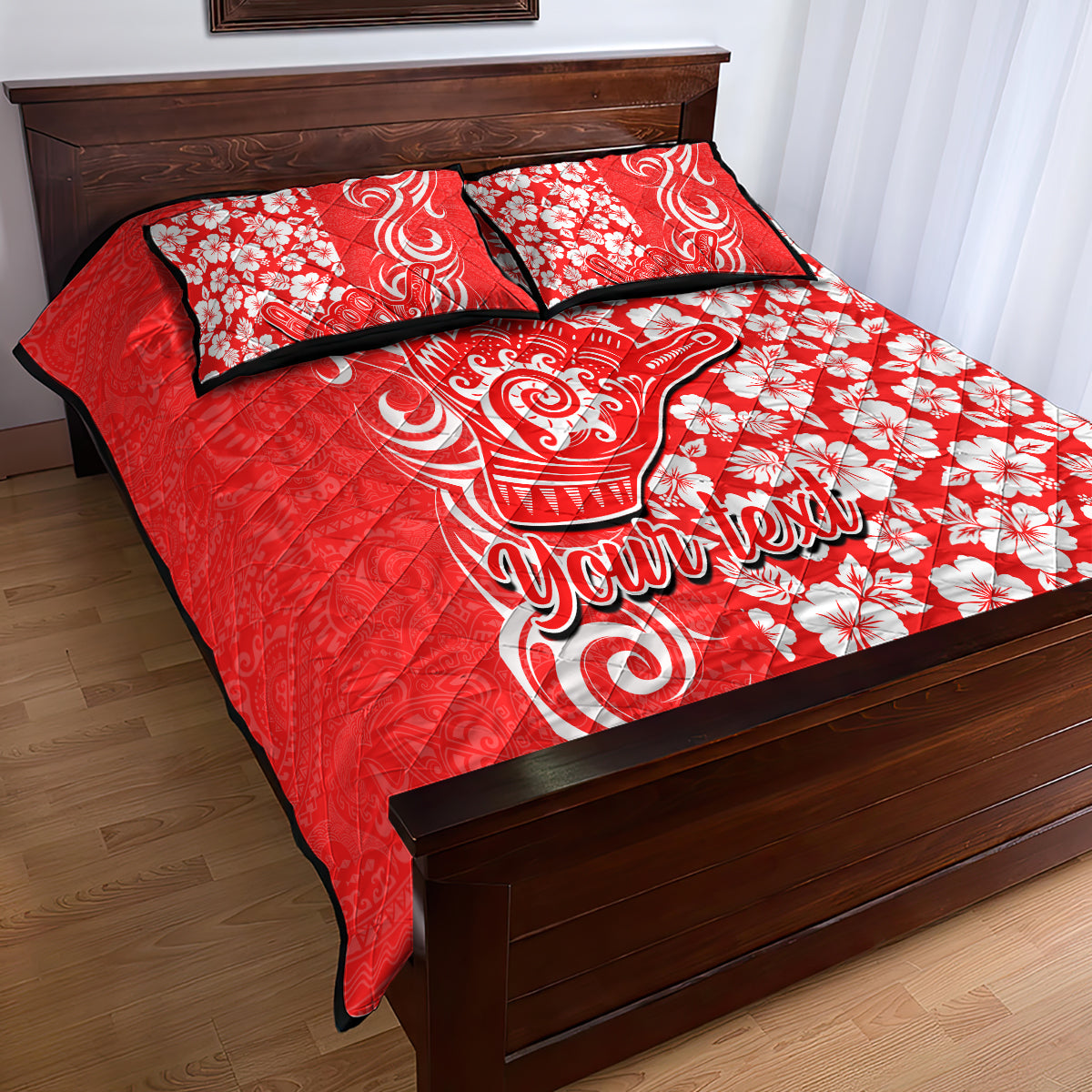 Custom Hawaii Kauai Island Quilt Bed Set Hibiscus Pattern Seamless Tribal Simple Red LT03 - Polynesian Pride