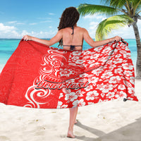 Custom Hawaii Kauai Island Sarong Hibiscus Pattern Seamless Tribal Simple Red LT03 - Polynesian Pride