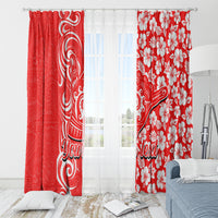 Custom Hawaii Kauai Island Window Curtain Hibiscus Pattern Seamless Tribal Simple Red LT03 - Polynesian Pride