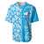 Hawaii Kauai Island Baseball Jersey Hibiscus Pattern Seamless Tribal Simple Blue LT03 Blue - Polynesian Pride