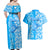 Hawaii Kauai Island Couples Matching Off Shoulder Maxi Dress and Hawaiian Shirt Hibiscus Pattern Seamless Tribal Simple Blue LT03 - Polynesian Pride