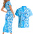 Hawaii Kauai Island Couples Matching Short Sleeve Bodycon Dress and Hawaiian Shirt Hibiscus Pattern Seamless Tribal Simple Blue LT03 - Polynesian Pride