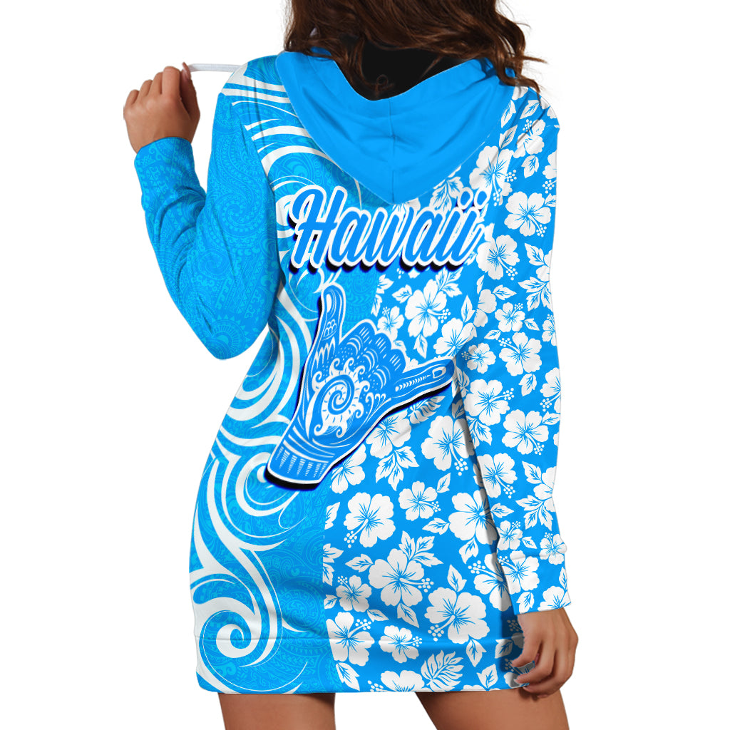 Hawaii Kauai Island Hoodie Dress Hibiscus Pattern Seamless Tribal Simple Blue LT03 - Polynesian Pride