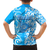 Hawaii Kauai Island Kid Hawaiian Shirt Hibiscus Pattern Seamless Tribal Simple Blue LT03 - Polynesian Pride