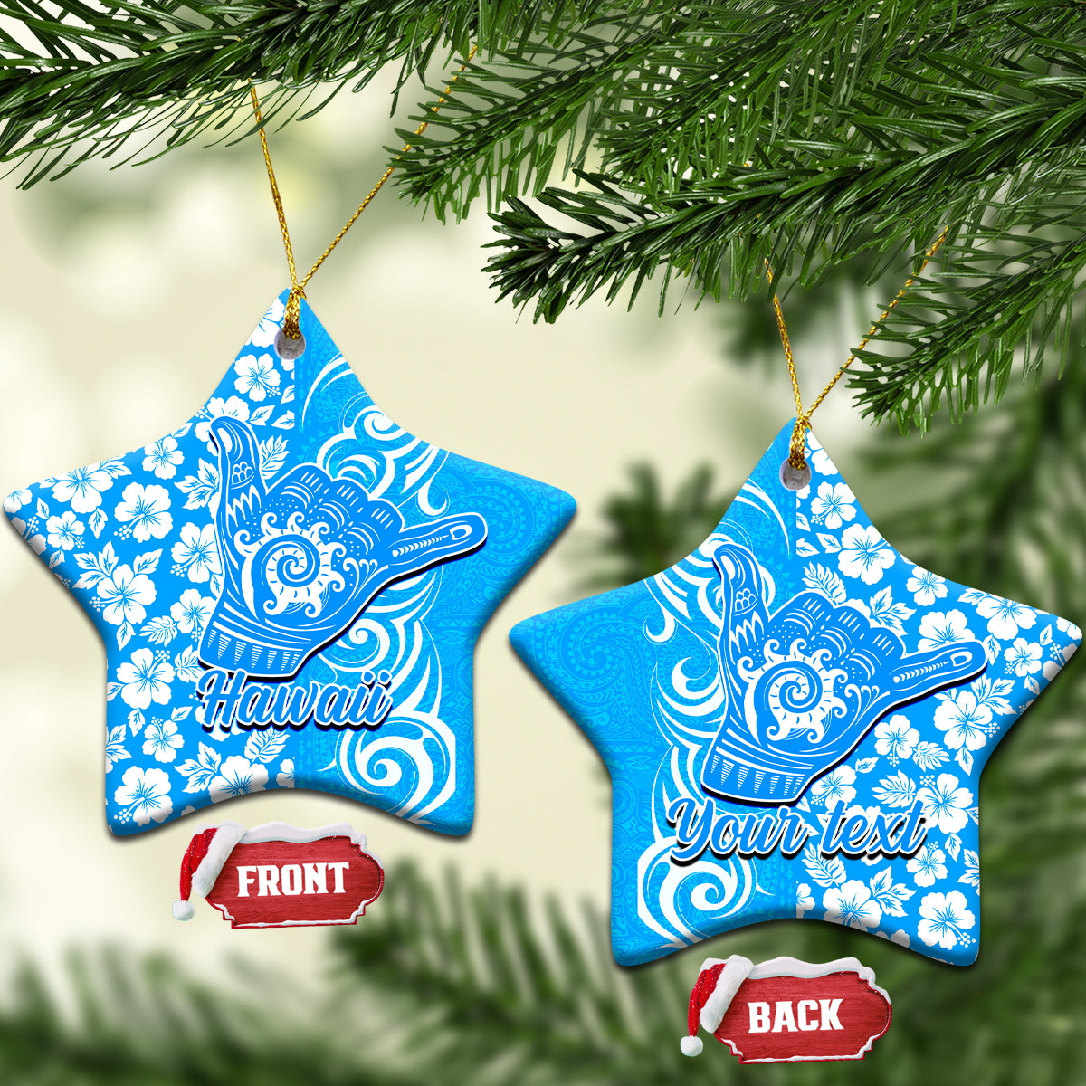 Custom Hawaii Kauai Island Ceramic Ornament Hibiscus Pattern Seamless Tribal Simple Red LT03 - Polynesian Pride