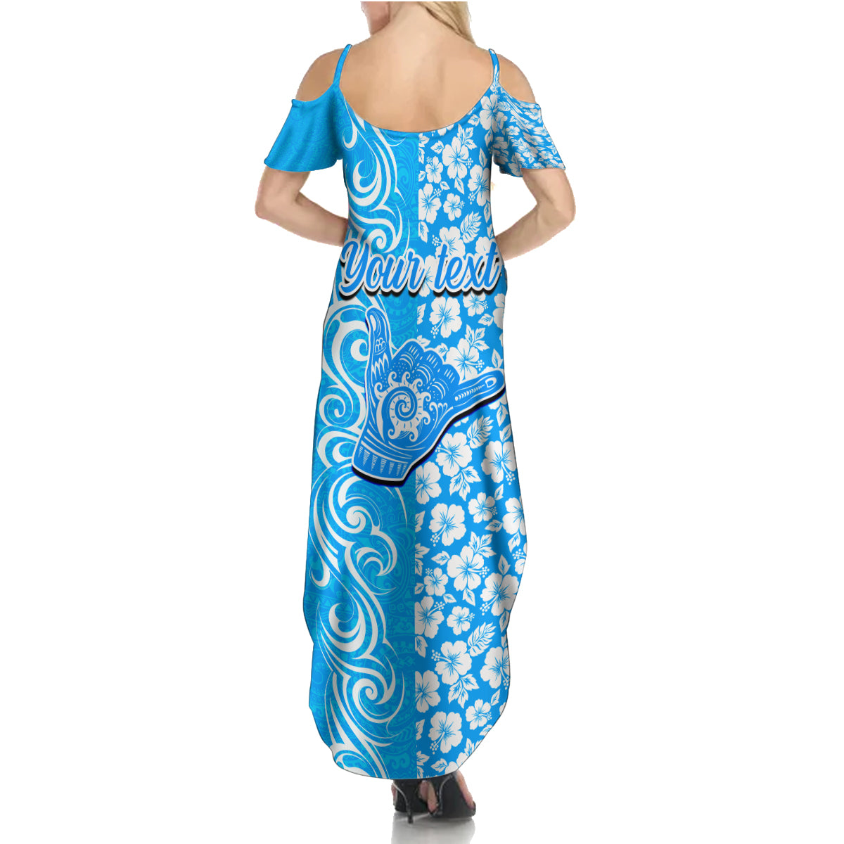 Custom Hawaii Kauai Island Family Matching Summer Maxi Dress and Hawaiian Shirt Hibiscus Pattern Seamless Tribal Simple Blue LT03 - Polynesian Pride