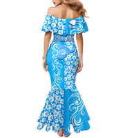 Custom Hawaii Kauai Island Mermaid Dress Hibiscus Pattern Seamless Tribal Simple Blue LT03 - Polynesian Pride
