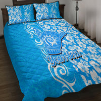 Custom Hawaii Kauai Island Quilt Bed Set Hibiscus Pattern Seamless Tribal Simple Blue LT03 - Polynesian Pride