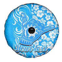 Custom Hawaii Kauai Island Spare Tire Cover Hibiscus Pattern Seamless Tribal Simple Blue LT03 - Polynesian Pride