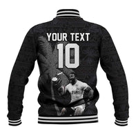 Custom Fiji Rugby Pacific Champions 2024 Baseball Jacket Anniversary 7 Titles - Fijians Rugby and Tapa Hibiscus Black Art LT03 - Polynesian Pride