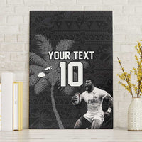 Custom Fiji Rugby Pacific Champions 2024 Canvas Wall Art Anniversary 7 Titles - Fijians Rugby and Tapa Hibiscus Black Art LT03 Without Frame Black - Polynesian Pride