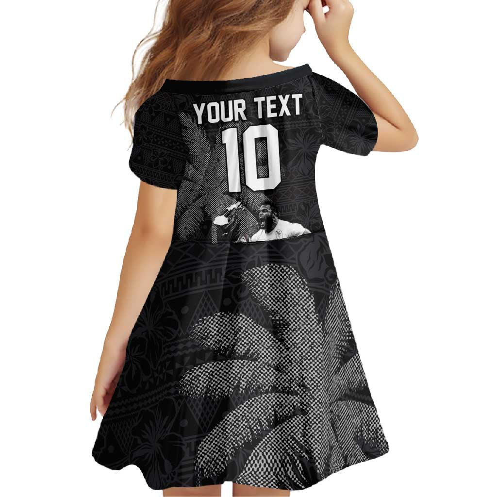 Custom Fiji Rugby Pacific Champions 2024 Family Matching Long Sleeve Bodycon Dress and Hawaiian Shirt Anniversary 7 Titles - Fijians Rugby and Tapa Hibiscus Black Art LT03 - Polynesian Pride