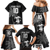Custom Fiji Rugby Pacific Champions 2024 Family Matching Mermaid Dress and Hawaiian Shirt Anniversary 7 Titles - Fijians Rugby and Tapa Hibiscus Black Art LT03 - Polynesian Pride