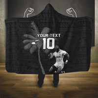 Custom Fiji Rugby Pacific Champions 2024 Hooded Blanket Anniversary 7 Titles - Fijians Rugby and Tapa Hibiscus Black Art LT03 - Polynesian Pride