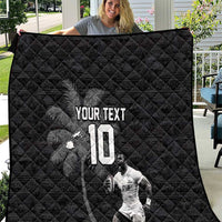Custom Fiji Rugby Pacific Champions 2024 Quilt Anniversary 7 Titles - Fijians Rugby and Tapa Hibiscus Black Art LT03 Black - Polynesian Pride