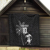 Custom Fiji Rugby Pacific Champions 2024 Quilt Anniversary 7 Titles - Fijians Rugby and Tapa Hibiscus Black Art LT03 - Polynesian Pride