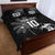 Custom Fiji Rugby Pacific Champions 2024 Quilt Bed Set Anniversary 7 Titles - Fijians Rugby and Tapa Hibiscus Black Art