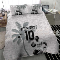 Custom Fiji Rugby Pacific Champions 2024 Bedding Set Anniversary 7 Titles - Fijians Rugby and Tapa Hibiscus White Art LT03 - Polynesian Pride