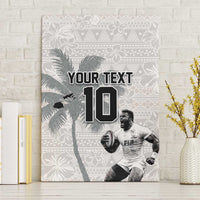 Custom Fiji Rugby Pacific Champions 2024 Canvas Wall Art Anniversary 7 Titles - Fijians Rugby and Tapa Hibiscus White Art LT03 Without Frame White - Polynesian Pride