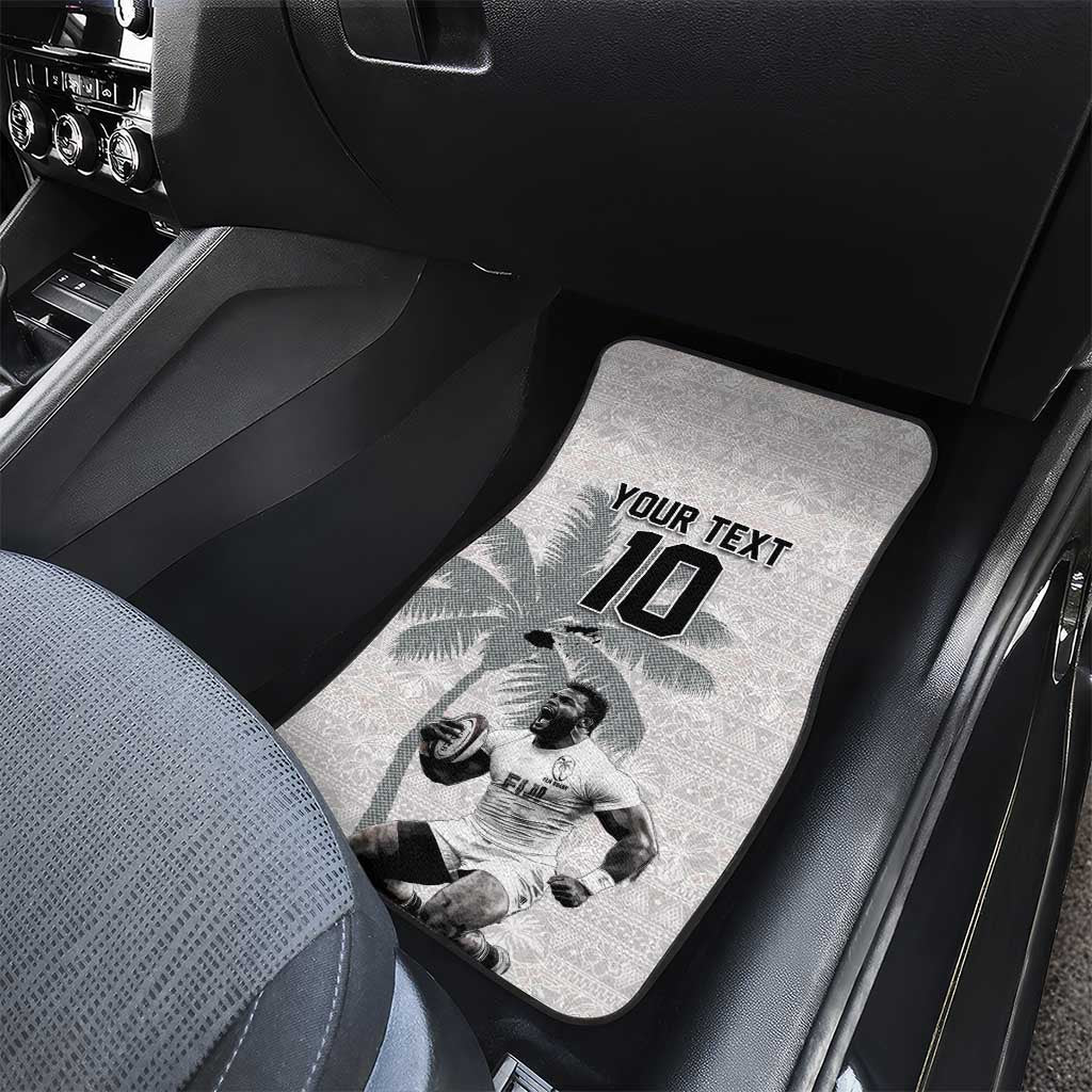 Custom Fiji Rugby Pacific Champions 2024 Car Mats Anniversary 7 Titles - Fijians Rugby and Tapa Hibiscus White Art LT03 - Polynesian Pride