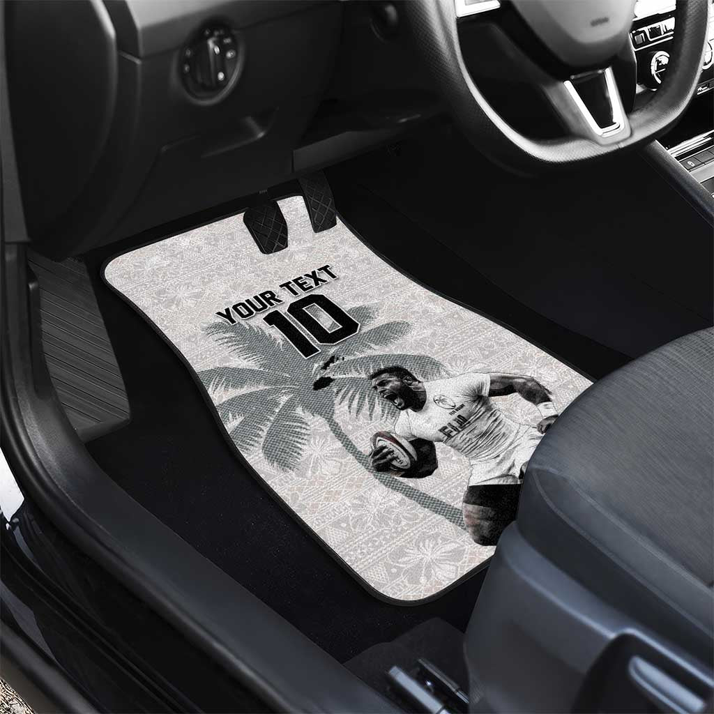 Custom Fiji Rugby Pacific Champions 2024 Car Mats Anniversary 7 Titles - Fijians Rugby and Tapa Hibiscus White Art LT03 - Polynesian Pride
