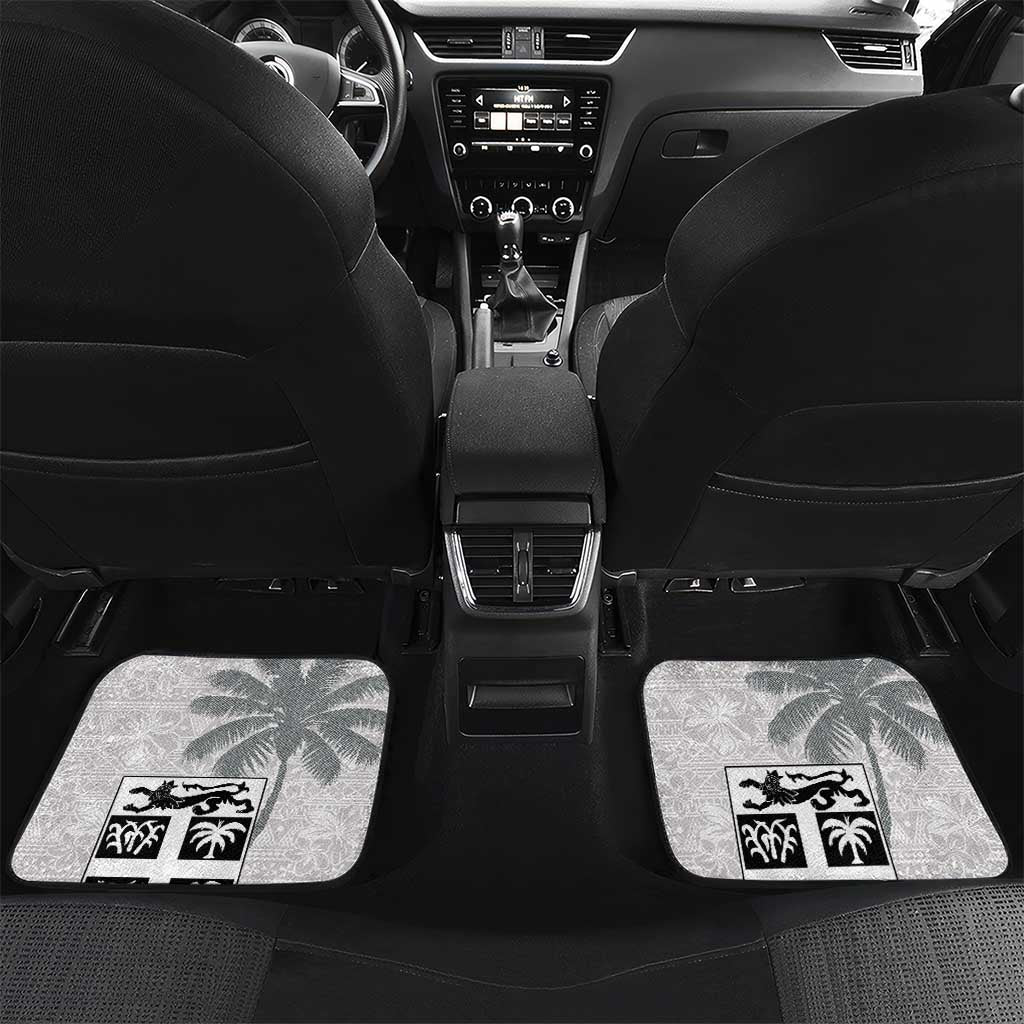 Custom Fiji Rugby Pacific Champions 2024 Car Mats Anniversary 7 Titles - Fijians Rugby and Tapa Hibiscus White Art LT03 Set 2pcs - Back White - Polynesian Pride