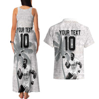 Custom Fiji Rugby Pacific Champions 2024 Couples Matching Tank Maxi Dress and Hawaiian Shirt Anniversary 7 Titles - Fijians Rugby and Tapa Hibiscus White Art LT03 - Polynesian Pride