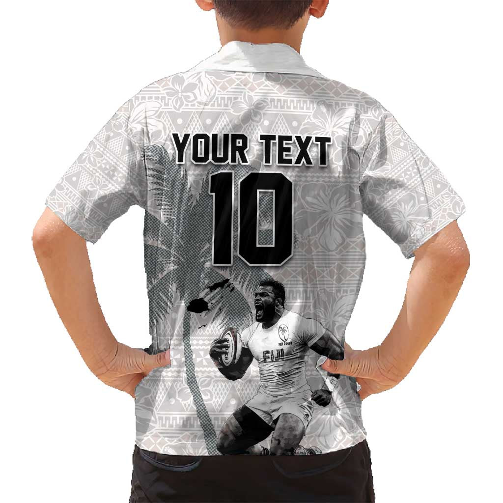 Custom Fiji Rugby Pacific Champions 2024 Family Matching Puletasi and Hawaiian Shirt Anniversary 7 Titles - Fijians Rugby and Tapa Hibiscus White Art LT03 - Polynesian Pride