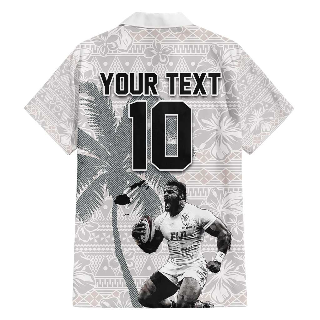 Custom Fiji Rugby Pacific Champions 2024 Family Matching Short Sleeve Bodycon Dress and Hawaiian Shirt Anniversary 7 Titles - Fijians Rugby and Tapa Hibiscus White Art LT03 - Polynesian Pride