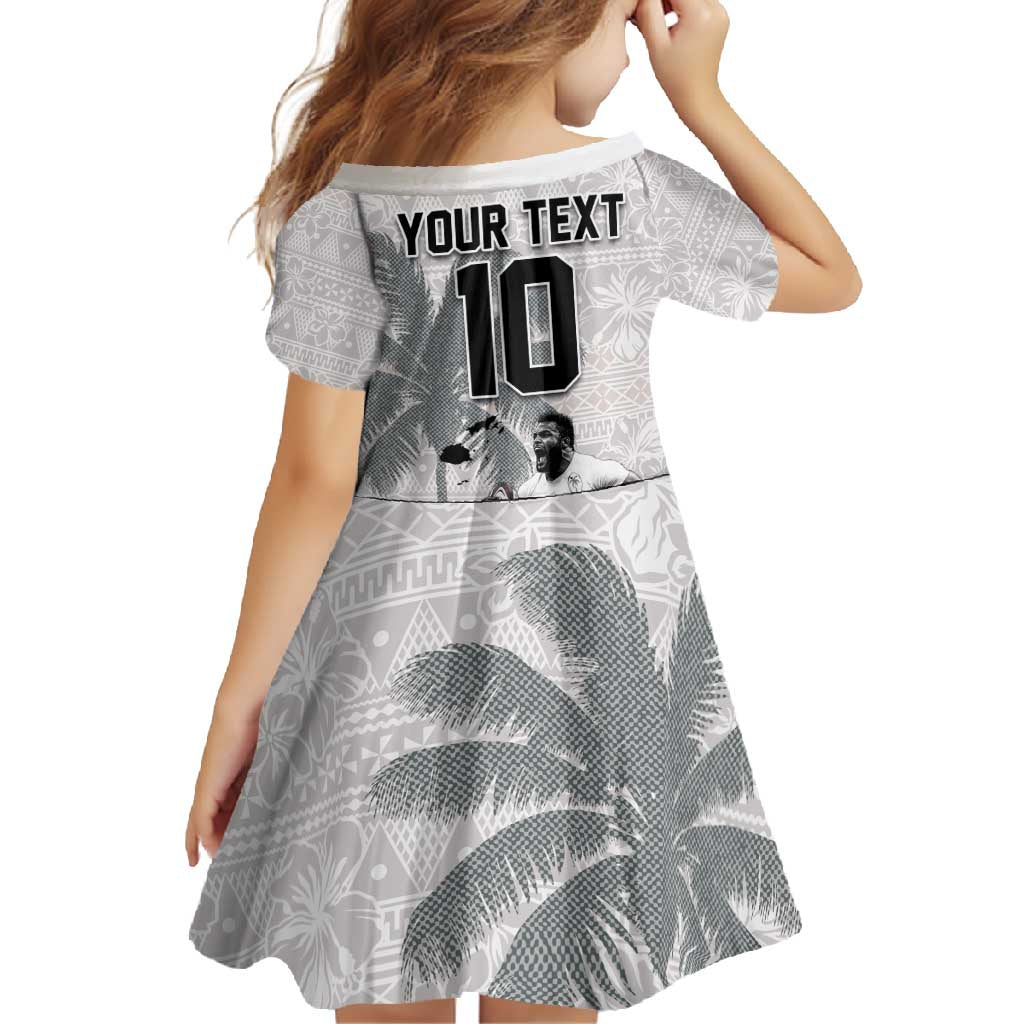 Custom Fiji Rugby Pacific Champions 2024 Family Matching Summer Maxi Dress and Hawaiian Shirt Anniversary 7 Titles - Fijians Rugby and Tapa Hibiscus White Art