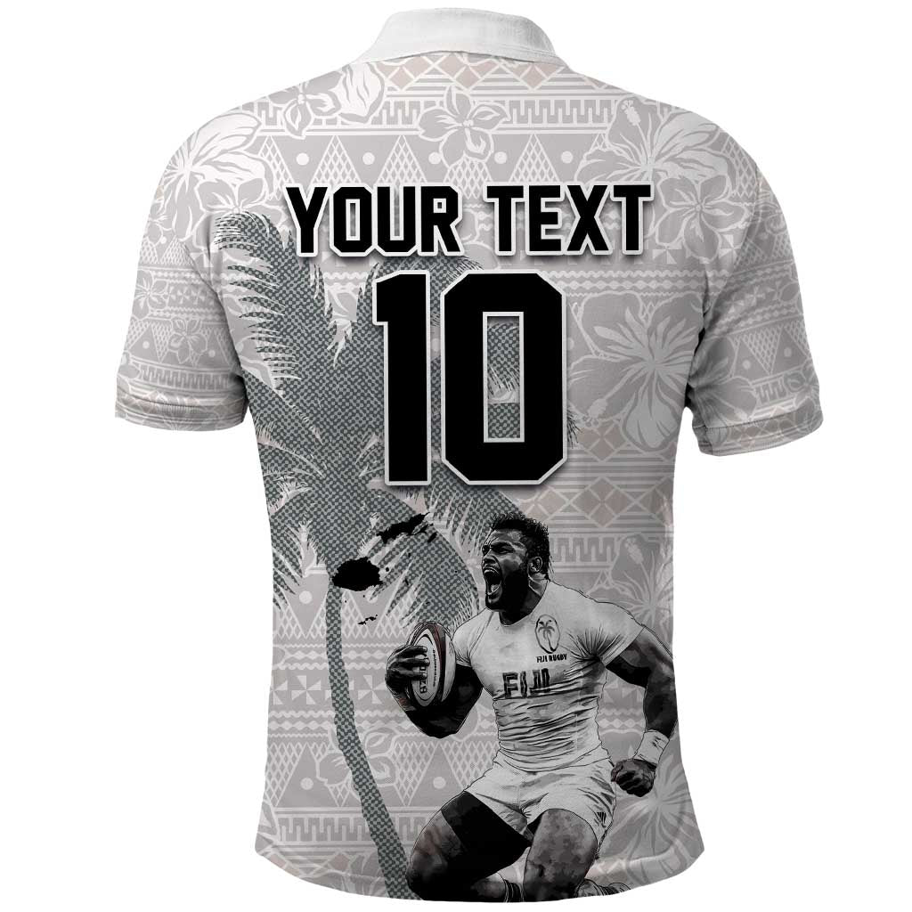 Custom Fiji Rugby Pacific Champions 2024 Polo Shirt Anniversary 7 Titles - Fijians Rugby and Tapa Hibiscus White Art LT03 - Polynesian Pride
