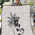 Custom Fiji Rugby Pacific Champions 2024 Quilt Anniversary 7 Titles - Fijians Rugby and Tapa Hibiscus White Art