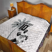 Custom Fiji Rugby Pacific Champions 2024 Quilt Anniversary 7 Titles - Fijians Rugby and Tapa Hibiscus White Art LT03 - Polynesian Pride