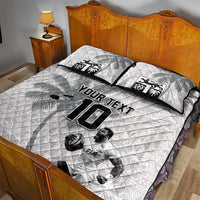 Custom Fiji Rugby Pacific Champions 2024 Quilt Bed Set Anniversary 7 Titles - Fijians Rugby and Tapa Hibiscus White Art LT03 - Polynesian Pride