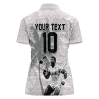 Custom Fiji Rugby Pacific Champions 2024 Women Polo Shirt Anniversary 7 Titles - Fijians Rugby and Tapa Hibiscus White Art LT03 - Polynesian Pride