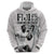 Custom Fiji Rugby Pacific Champions 2024 Zip Hoodie Anniversary 7 Titles - Fijians Rugby and Tapa Hibiscus White Art