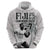 Custom Fiji Rugby Pacific Champions 2024 Zip Hoodie Anniversary 7 Titles - Fijians Rugby and Tapa Hibiscus White Art