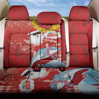 Hawaiian Mele Kalikimaka Back Car Seat Cover Funny Santa Riding Lei Dolphin with Kakau Tattoos - Polynesian Pride