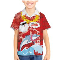 Hawaiian Mele Kalikimaka Family Matching Mermaid Dress and Hawaiian Shirt Funny Santa Riding Lei Dolphin with Kakau Tattoos - Polynesian Pride